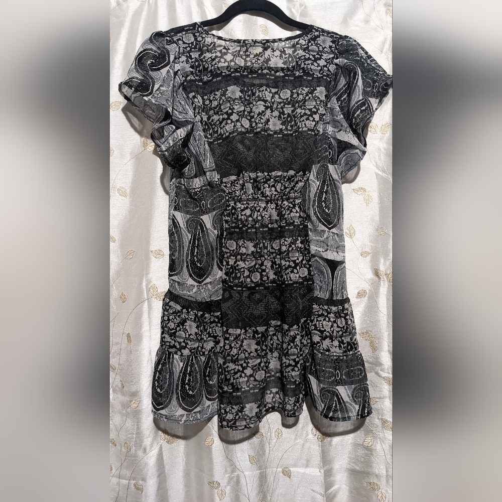 Pretty, Sheer, Flowy Multi Pattern Boho Chic Top … - image 7